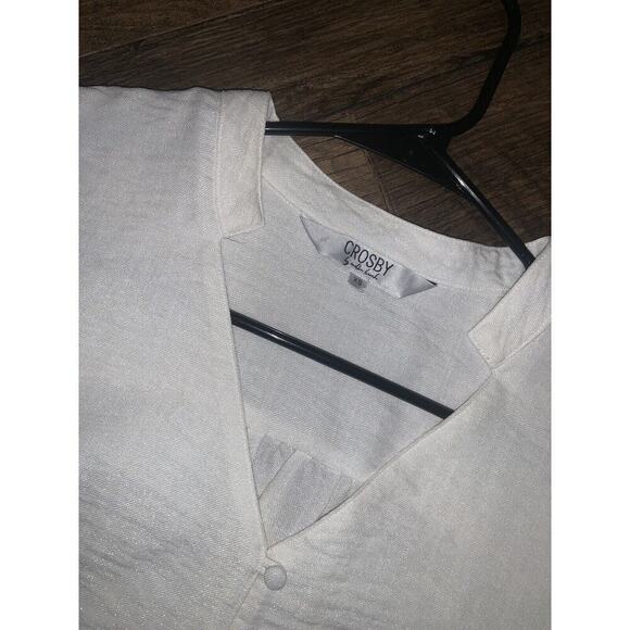 crosby by mollie burch Button Up Silver Iridescent Fabric Nwot 148$ - Picture 4 of 6
